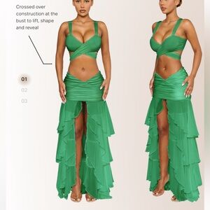 Coucoo Sani Crop and Skirt Set - MONSTERA - Green